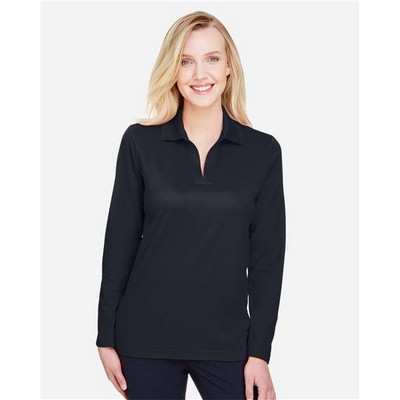 Devon and Jones® Women's CrownLux Performance® Plaited Long Sleeve Polo Shirt